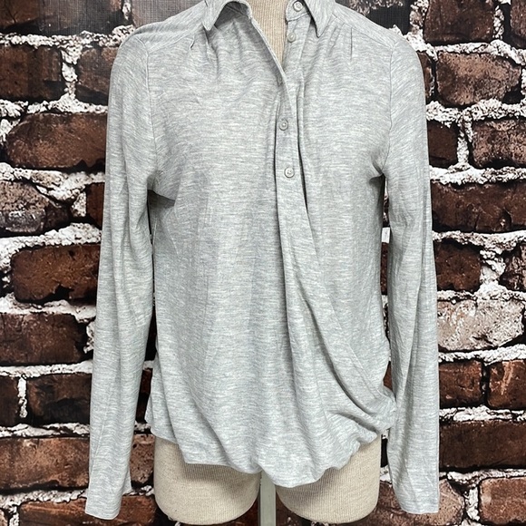 Banana Republic Shirt Draping Polo Long Sleeves Grey Size Small - Picture 1 of 11